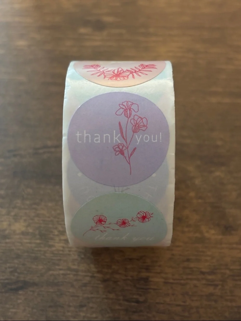 NWOT 500 Piece Pastel Thank You Sticker Roll